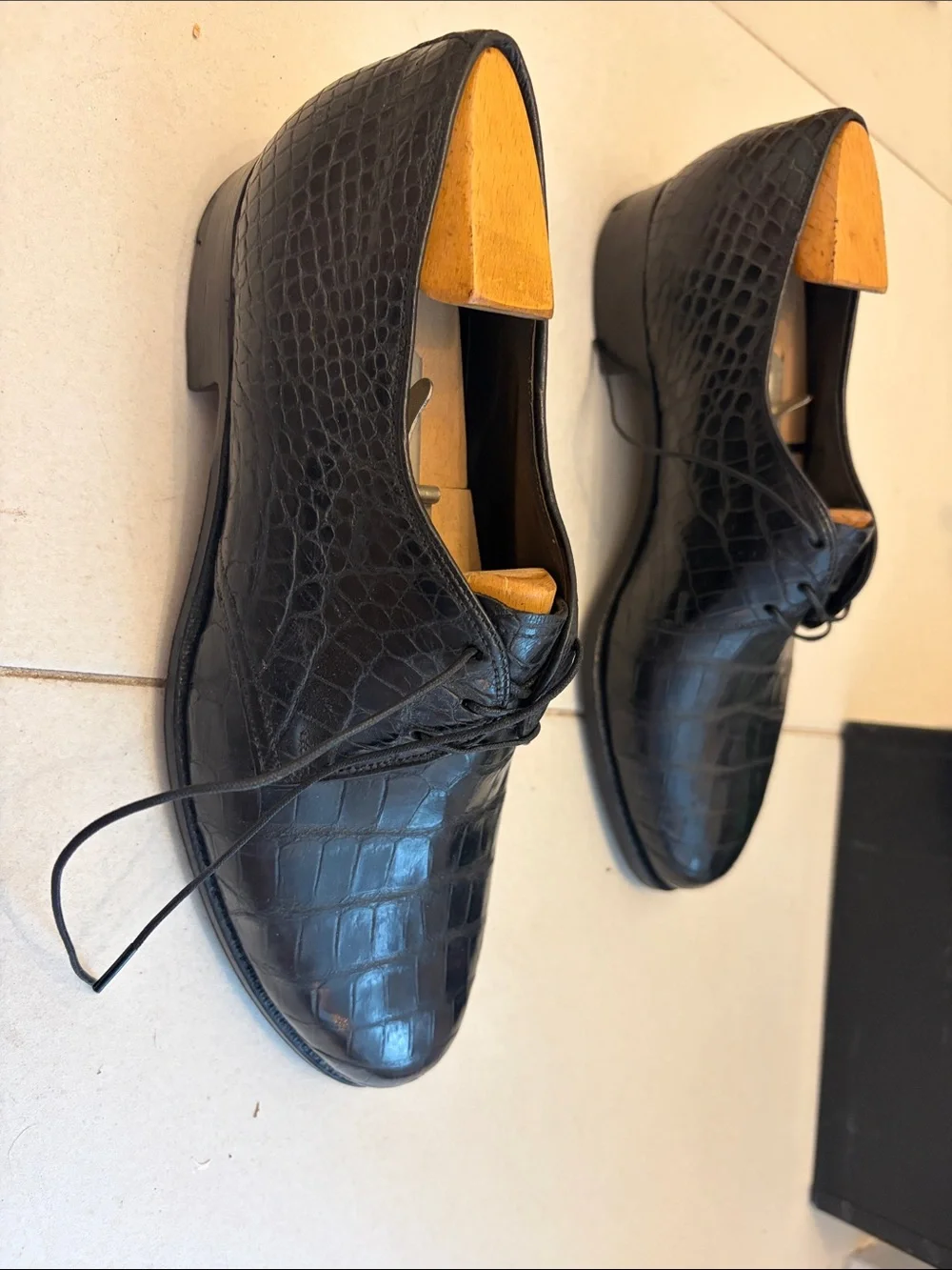 Church's Black Croc-Embossed Leather Derby Shoes